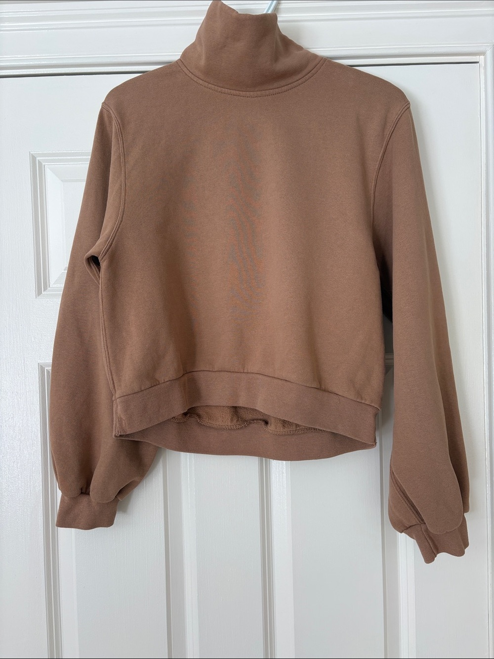Abercrombie & Fitch Neutral Taupe Cropped Funnel Neck Sweatshirt